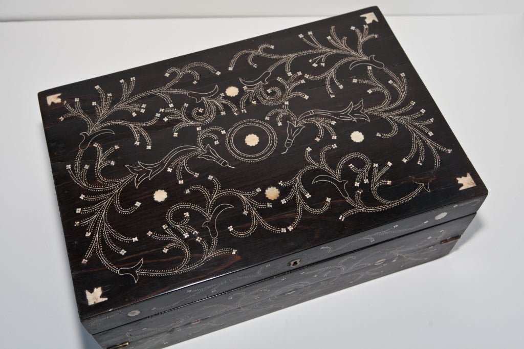 19th Century Anglo-Indian Ebony & Ivory Writing Box