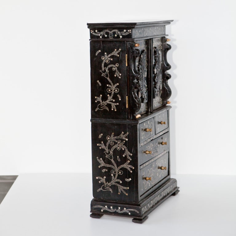 19th Century Anglo-Indian Ebony & Ivory Miniature Cabinet