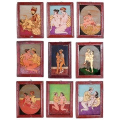 Kama Sutra Reverse Glass Paintings Set of 9