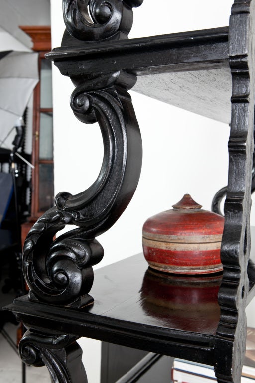 Anglo-Indian Ebonized Open Bookcase on Cabinet 1