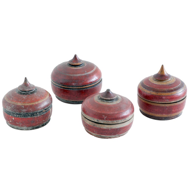 Red Lacquer Boxes from India
