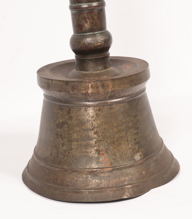 Tin clad solid copper candle or oil burner holder from a Turkish Mosque.