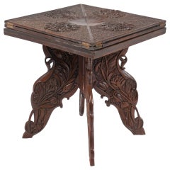 Antique Anglo-Indian Carved Envelope Table