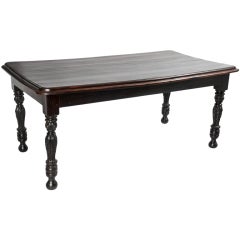 19th C. Anglo-Indian Solid Ebony Dining or Library Table