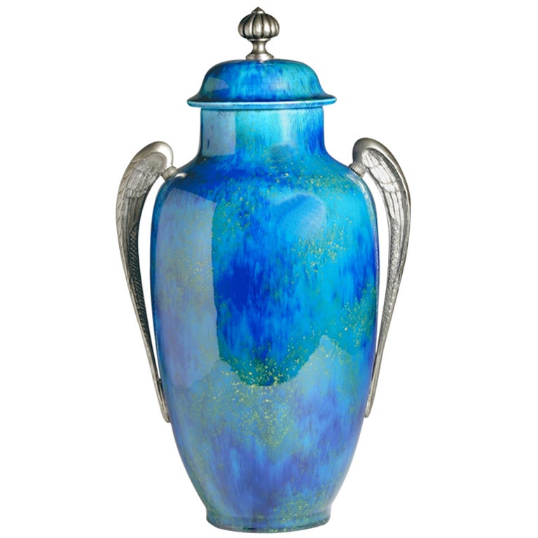 Sèvres Blue Art Deco Vase and Cover For Sale at 1stDibs