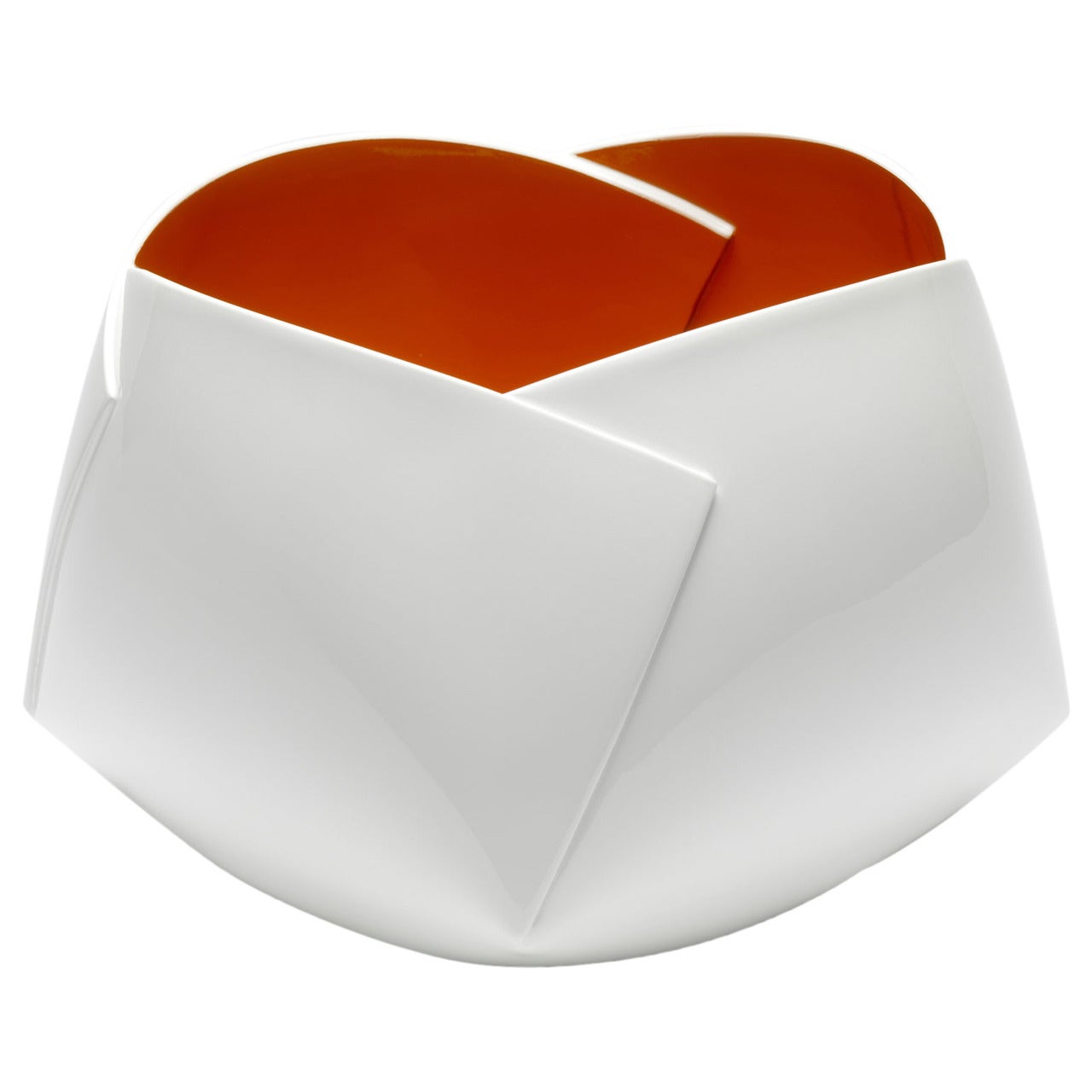 Orange and White Origami Vessel by Ann Van Hoey
