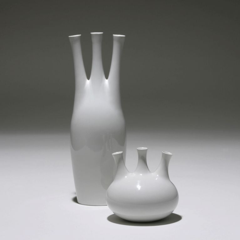 Designed by Karin Björquist.

Manufactured by Gustavsberg.

Both pieces impressed with maker’s mark.