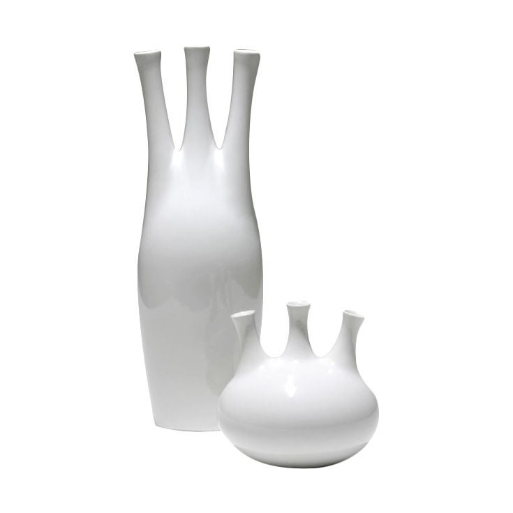 Two White Gustavsberg ceramic Vessels, 1950s