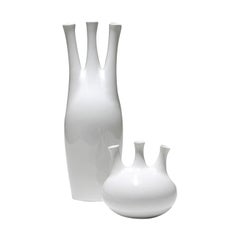 Two White Gustavsberg ceramic Vessels, 1950s