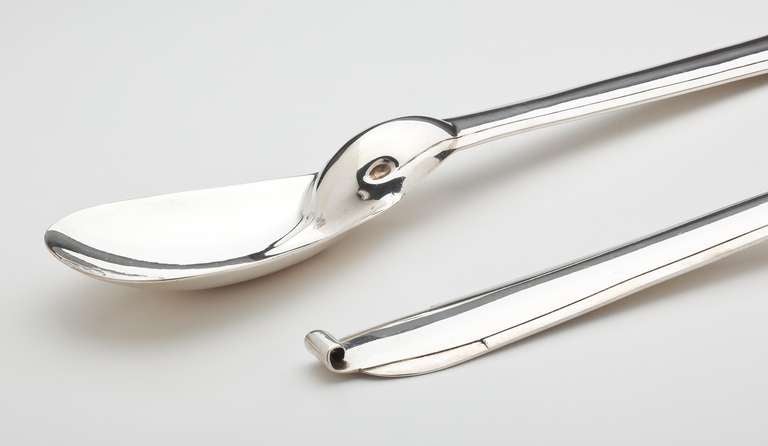 William Spratling Sterling Silver Salad Servers In Excellent Condition For Sale In New York, NY