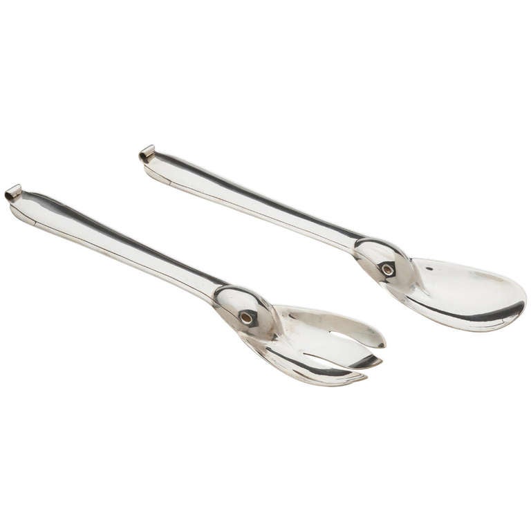 William Spratling Sterling Silver Salad Servers For Sale at 1stDibs