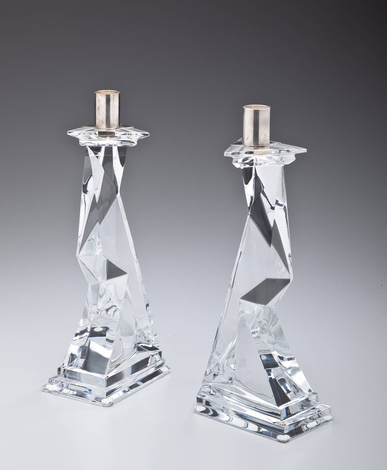 Salvador Dali/Baccarat Crystal and Silver Candlesticks c 1970s For Sale 1