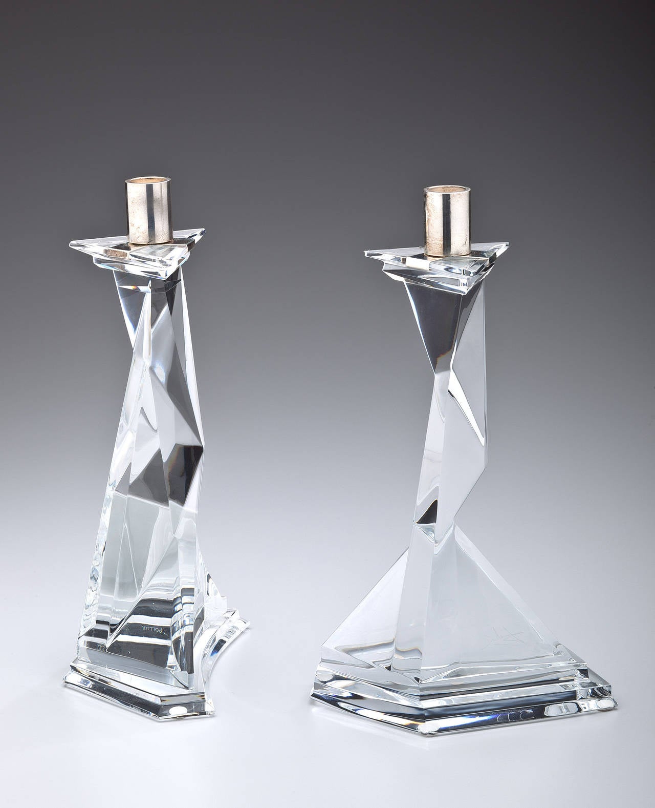 Salvador Dali/Baccarat Crystal and Silver Candlesticks c 1970s For Sale 2