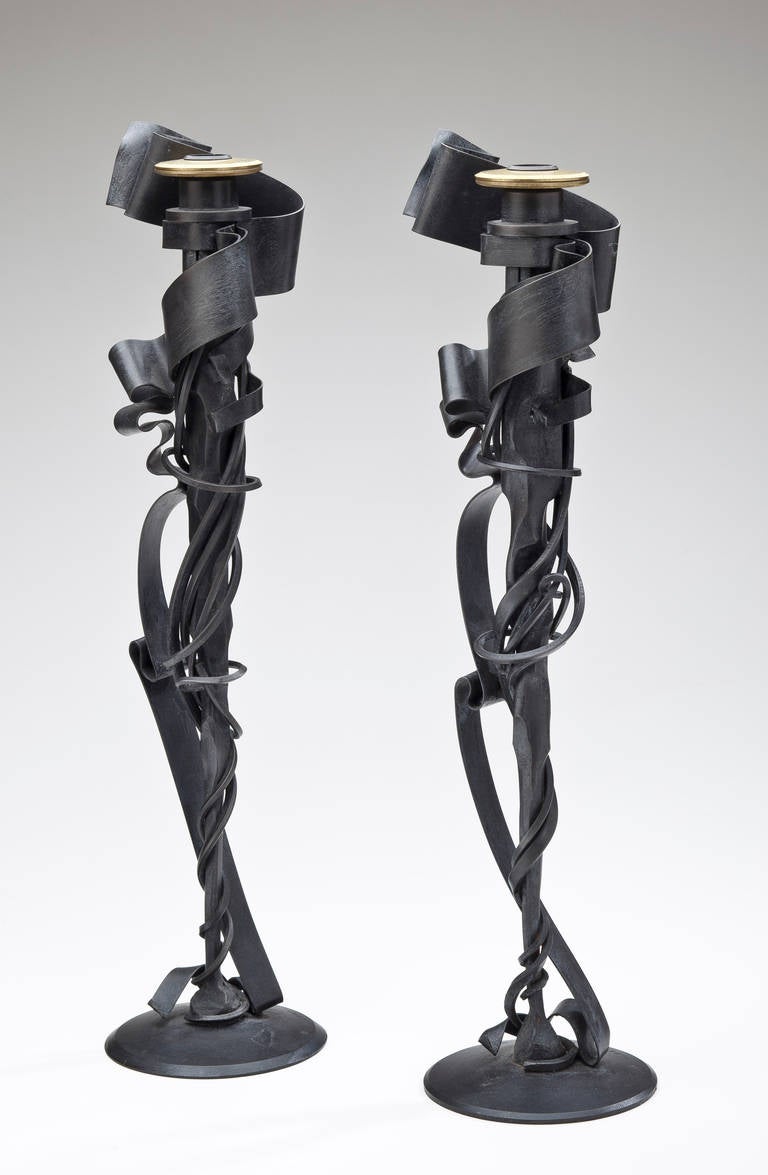 Wrought Iron Albert Paley Candlesticks For Sale