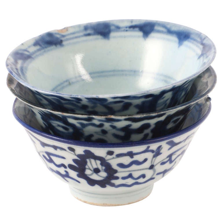 Signed Trio of Mid Century Century Rice Bowls For Sale at 1stdibs