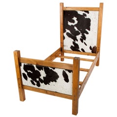 Black and White Cowhide Twin Bed Frame