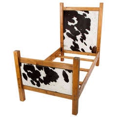 Black and White Cowhide Twin Bed Frame 7