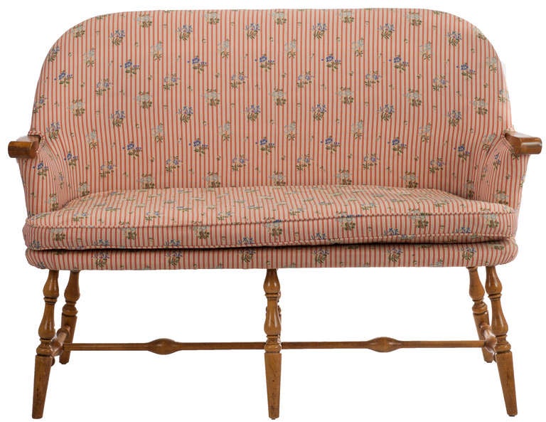 Petite French style upholstered bench great for Informal entryway.
