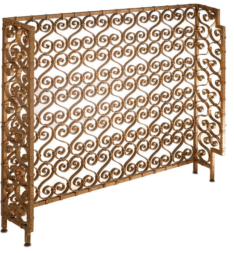 Custom Gilt Fireplace Screen In Good Condition In Asheville, NC