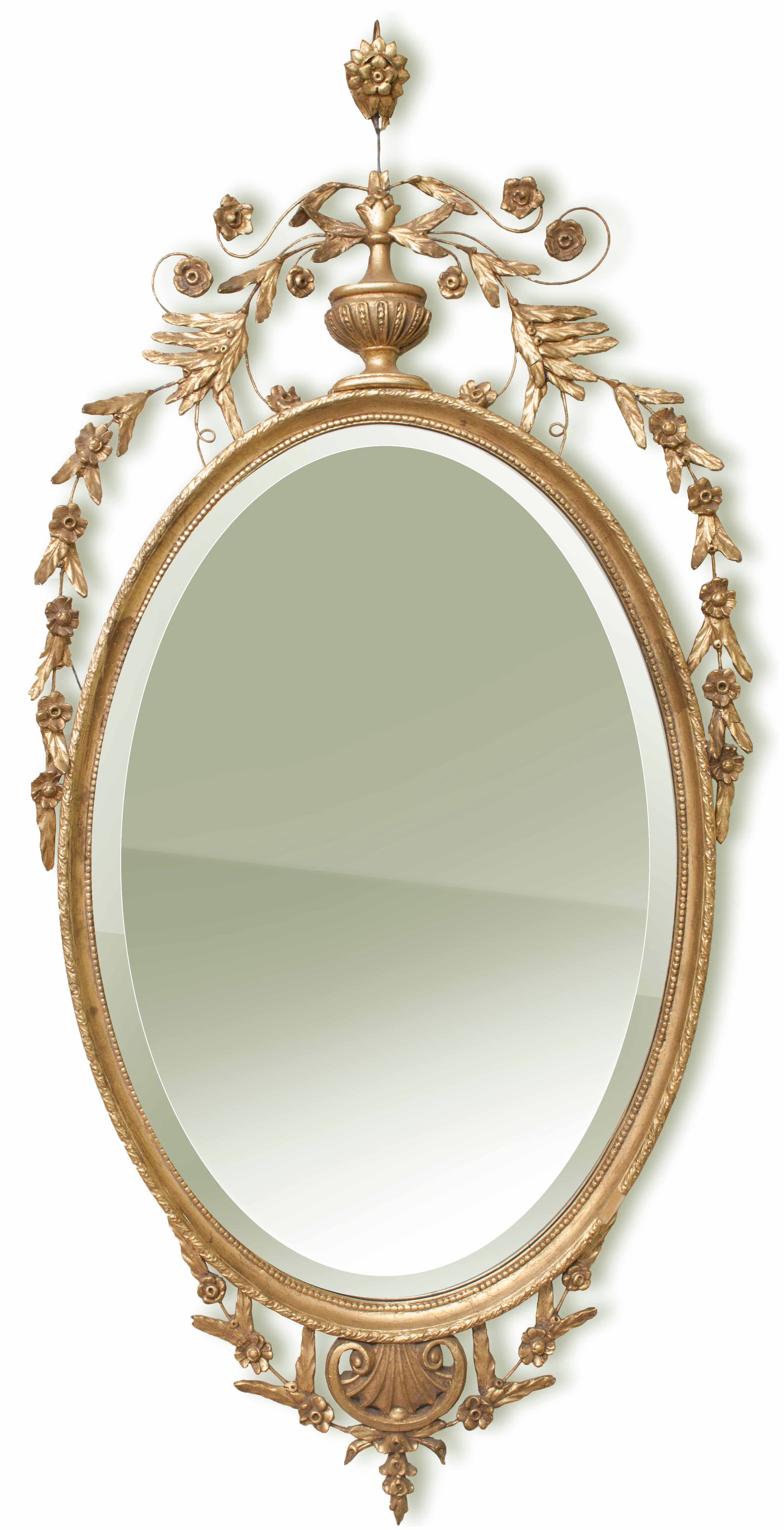 Beveled Oval Gold Mirror