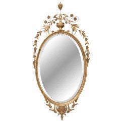 Antique Beveled Oval Gold Mirror