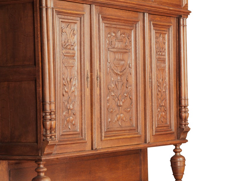 British Hand Carved English Walnut Sideboard For Sale