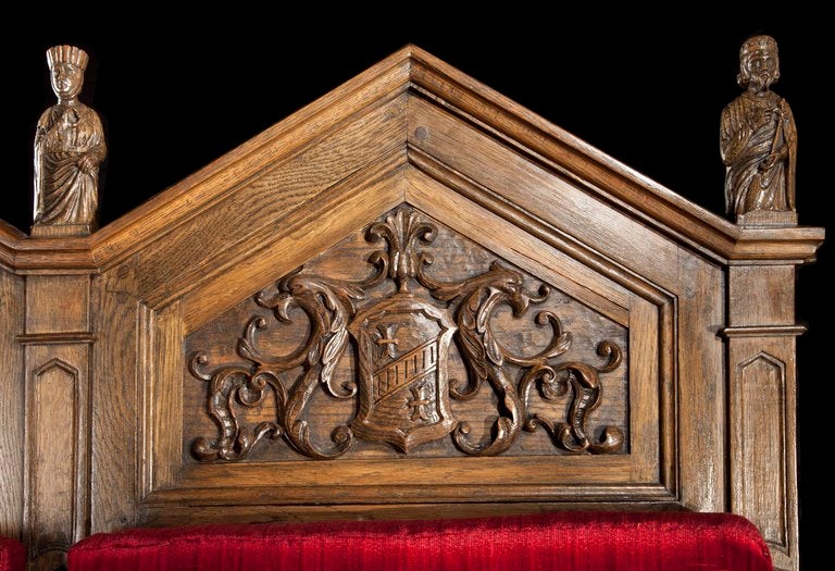 19th Century Three Seat Italian Cathedral Pew For Sale