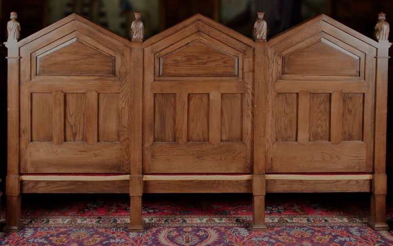 Three Seat Italian Cathedral Pew In Excellent Condition For Sale In Asheville, NC