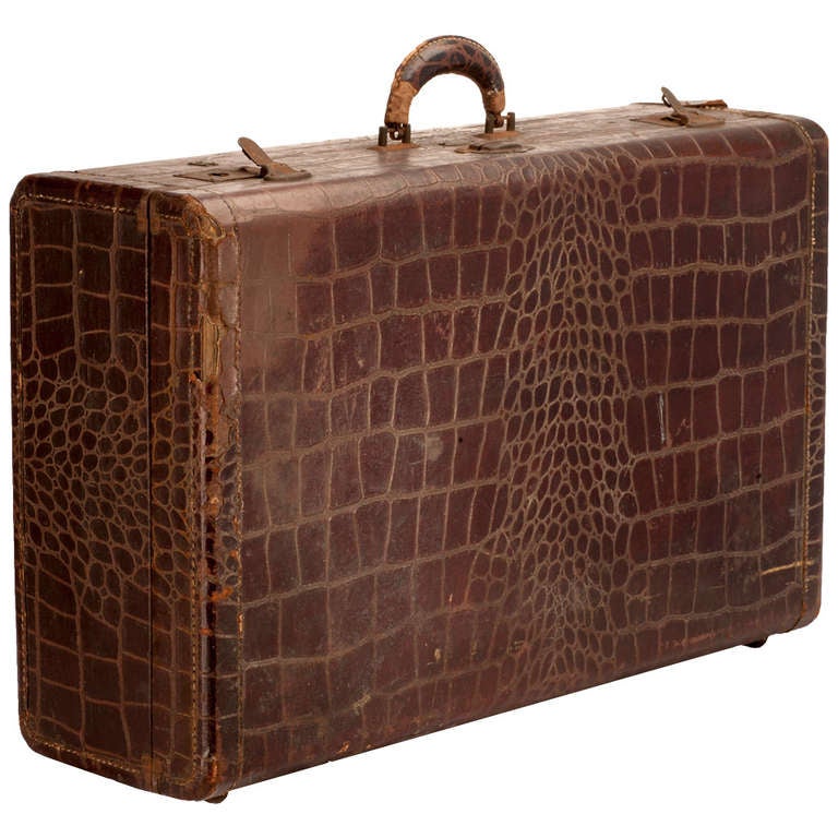 Mint, Circa 1900 Harrods Crocodile Suitcase - Leather Storage & Accessories