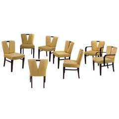 Set of Eight Dining Mahogany Paul Frankl Style American Evening Gown Chairs