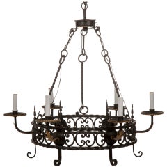 1920s Style Wrought Iron Chandelier