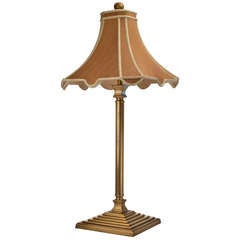 Vintage Brass Table Lamp with Silk Shade