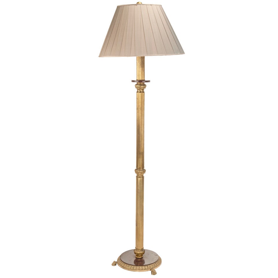 Reeded Brass Floor Lamp For Sale