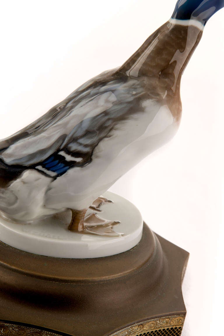 Porcelain Duck Table Lamp In Excellent Condition In Asheville, NC