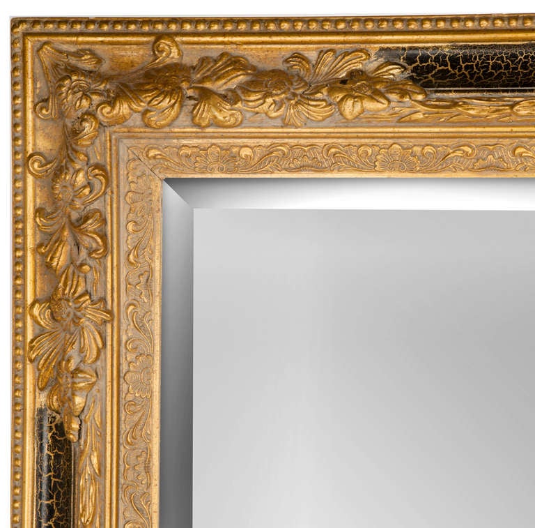 Américain Grand miroir biseauté d'or en vente
