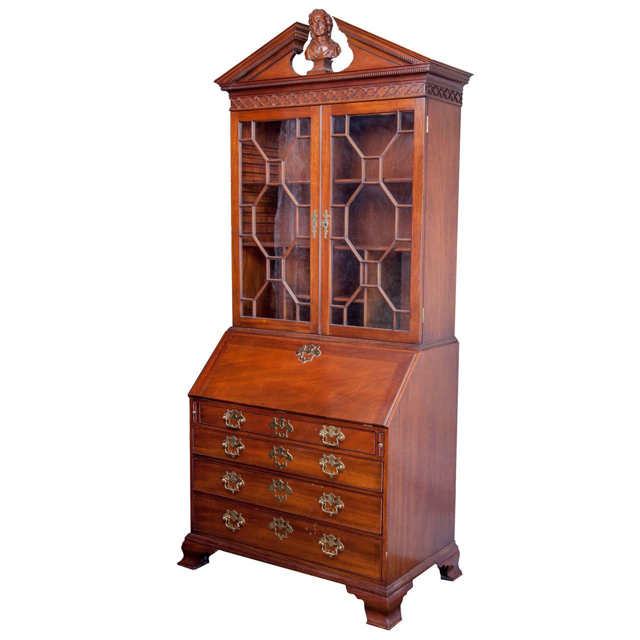 This very rare Kindel reproduction is part of The National for Historic Preservation Collection, The Cliveden desk and bookcase is truly a masterpiece. An outstanding example of the Rococo style, the Cliveden desk and bookcase is English, circa