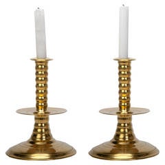 Used Colonial Williamsburg Brass Trumpet Candlesticks