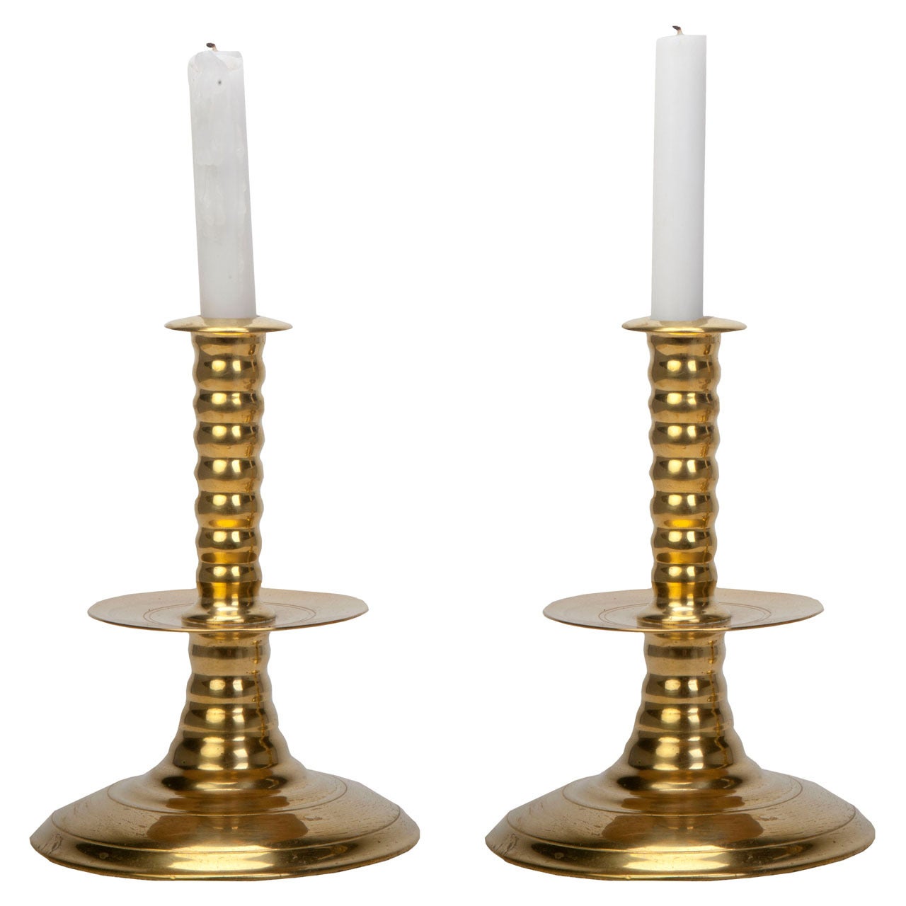 Colonial Williamsburg Brass Trumpet Candlesticks For Sale