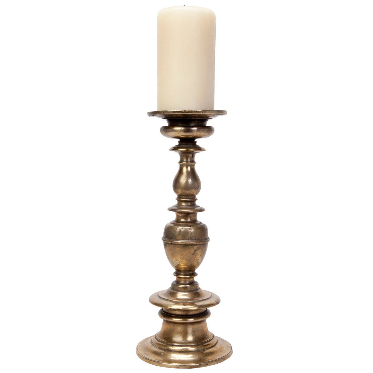 Colonial Style Brass Baluster Candlestick at 1stdibs