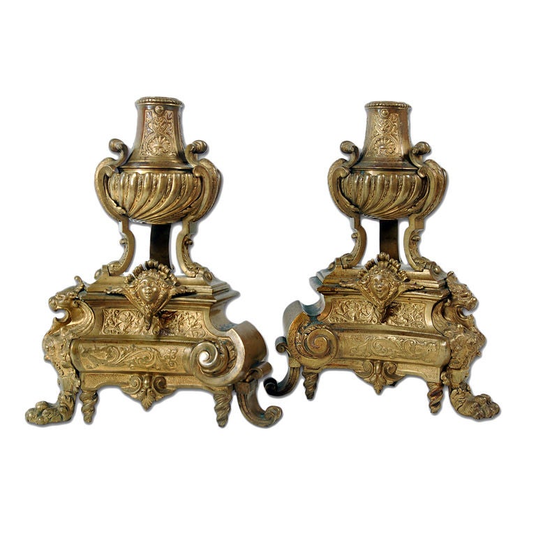 Pair of Early Georgian Style Bronze Chenets