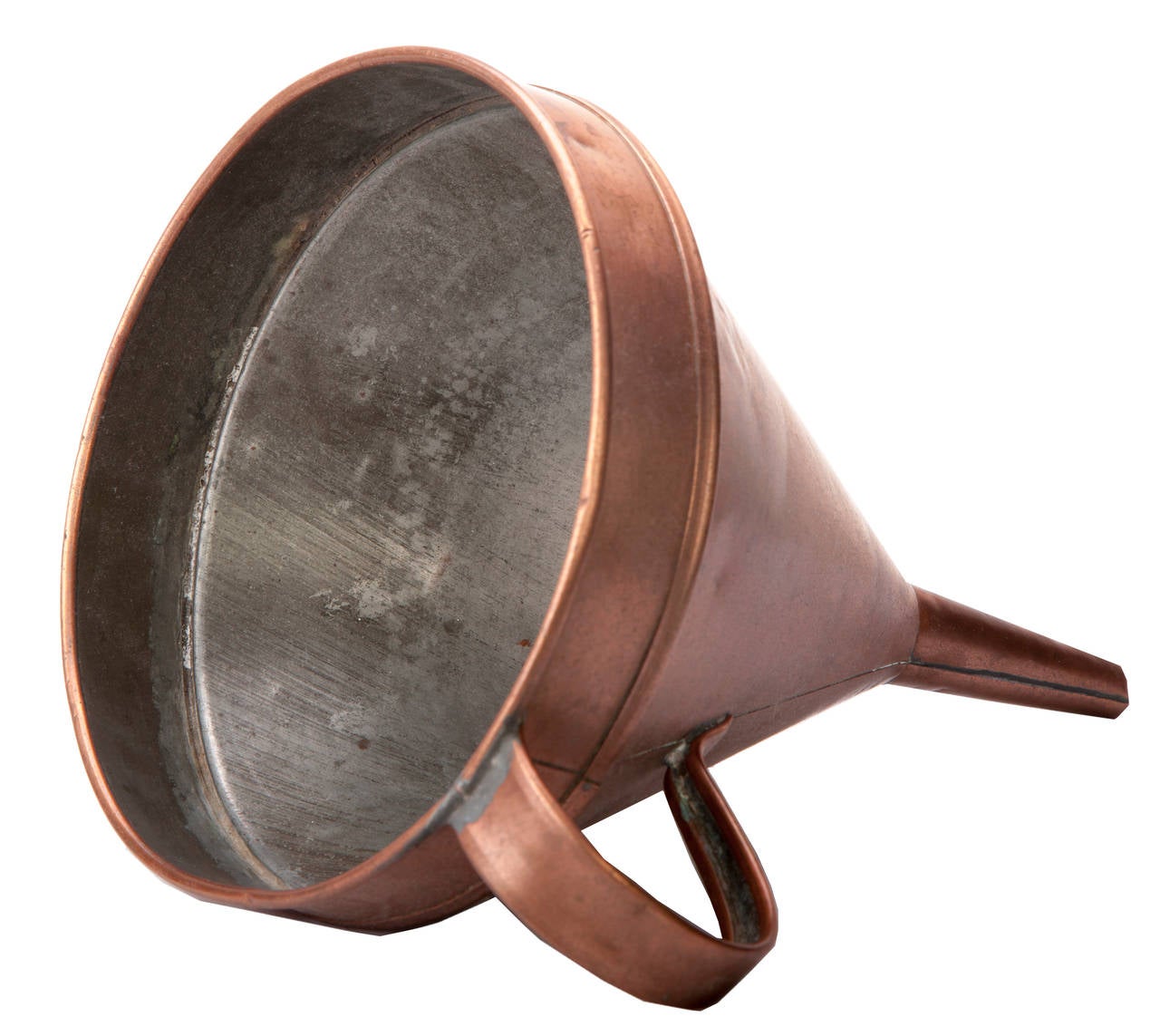 Pair of Large Antique Copper Funnels In Distressed Condition For Sale In Asheville, NC