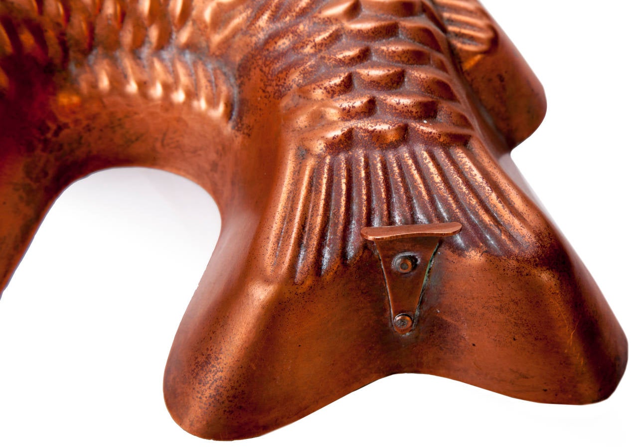 Molded Antique German Fish and Lobster Copper Moulds For Sale