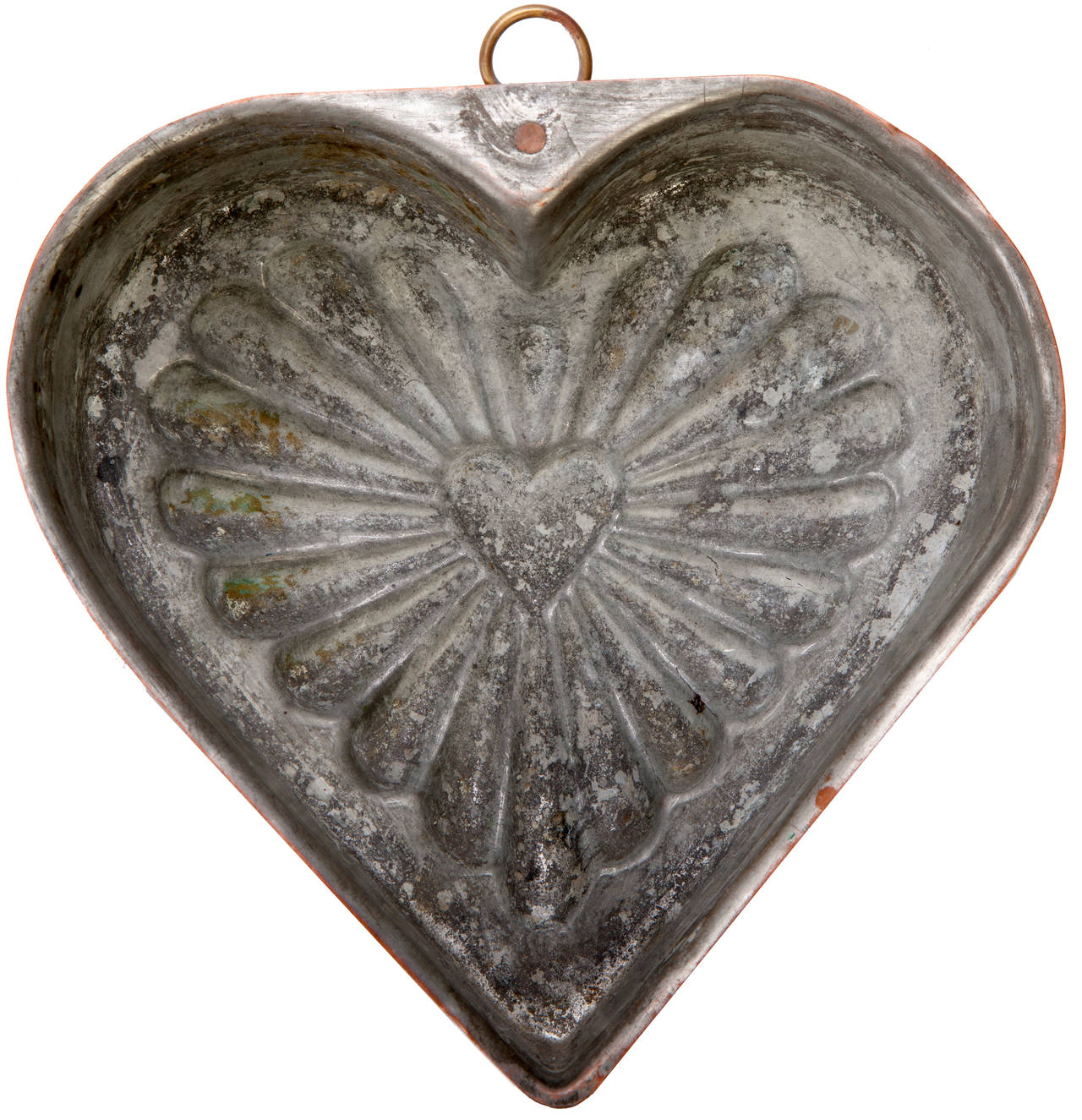 Indian Antique Copper Heart and Flower Molds For Sale