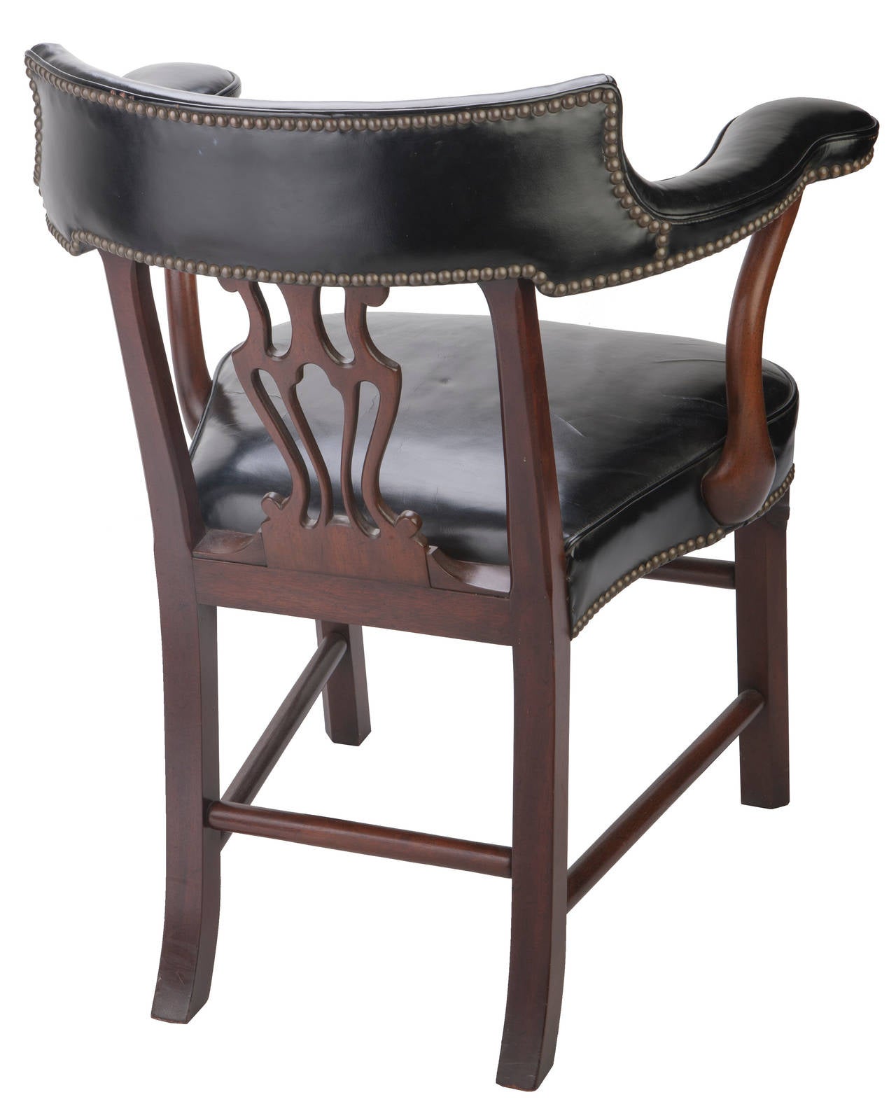 Carved Kittinger Leather Bankers' Chairs