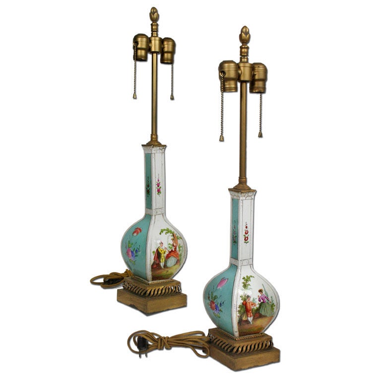 Fine Dresden Porcelain Lamps For Sale