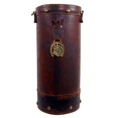 Antique English Leather Horse Feed Bucket Umbrella Stand