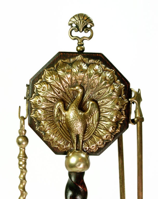 Peacock Fireplace Tools from the English Aesthetic Movement For Sale 1