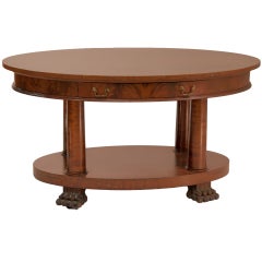 Table ovale Empire avec pieds en forme de griffes et tiroirs arrondis