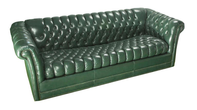 green leather chesterfield couch