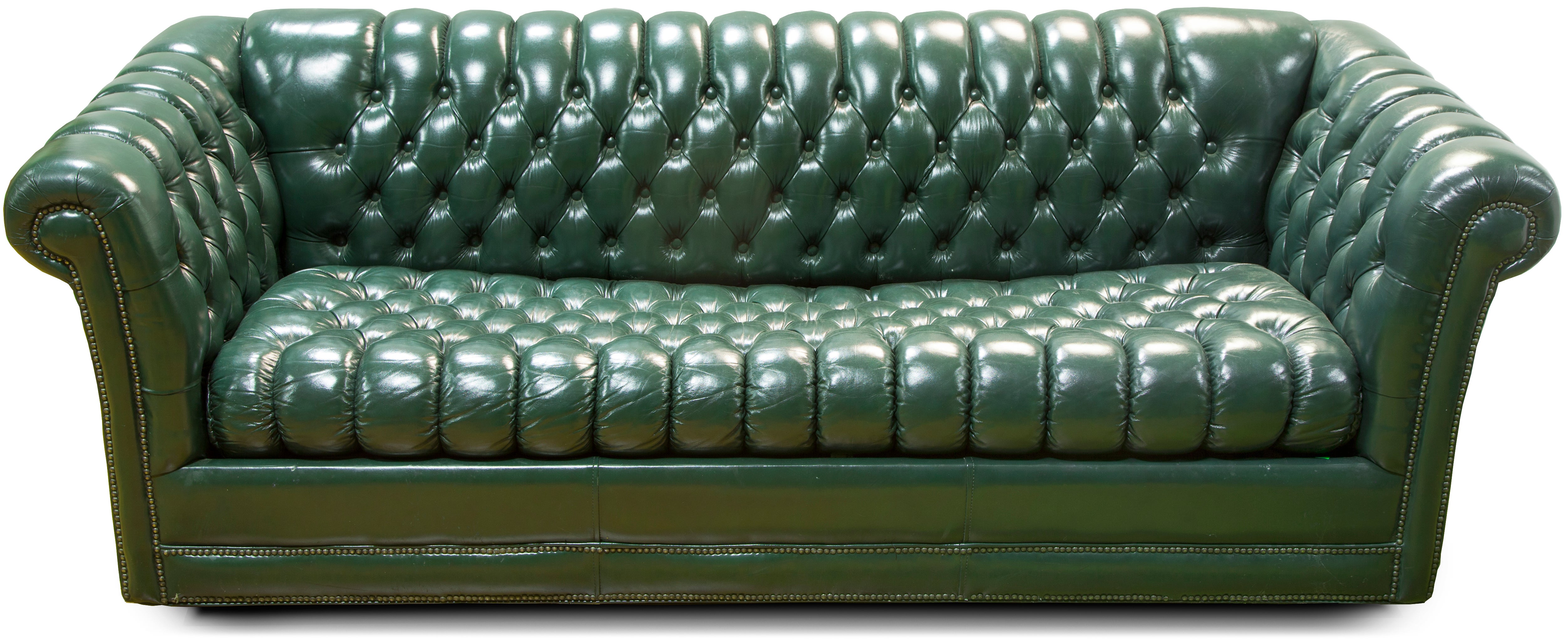 Green Leather Chesterfield Sofa At 1stdibs, Green Leather Chesterfield